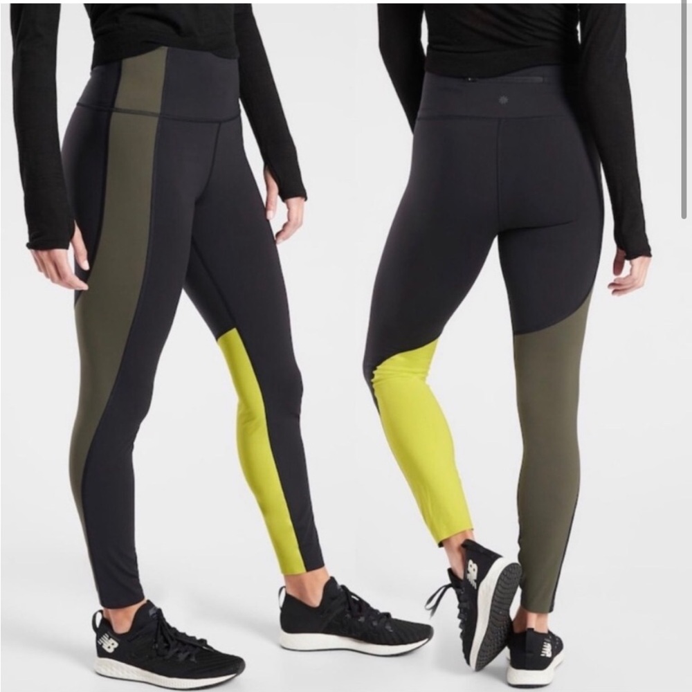 Athleta ASYM Colorblock Tights Plush Supersonic, Medium